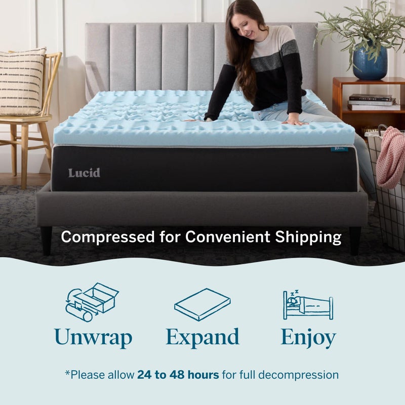 LUCID 3 Inch Gel Memory Foam Mattress Topper, Queen size â€“ 5 Zones â€“ Cooling Gel Infusion â€“ CertiPur Certified Foam - Image 5